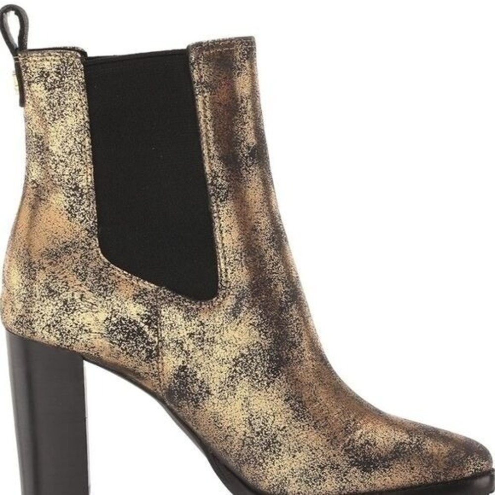 Lauren Ralph Lauren Ankle Boots Womens 7 Gold Excellent Metallic Block‎ Heel LRL - Picture 3 of 11